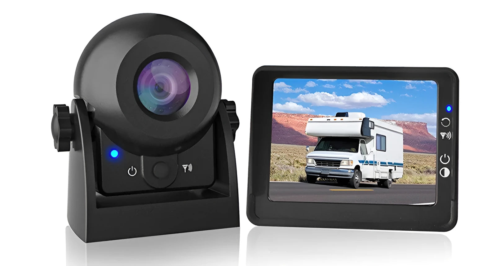 Black wireless reversing camera with 4.3-inch display and infrared night vision for car rear view