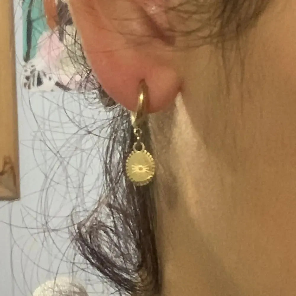 Women's stainless steel geometric earrings with ellipse design and ear button fastening in colour XY-EH005