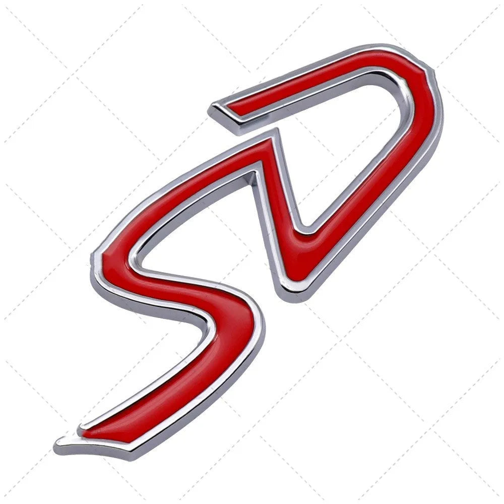 Metal decorative car bumper sticker in SD size with red and silver colour combination