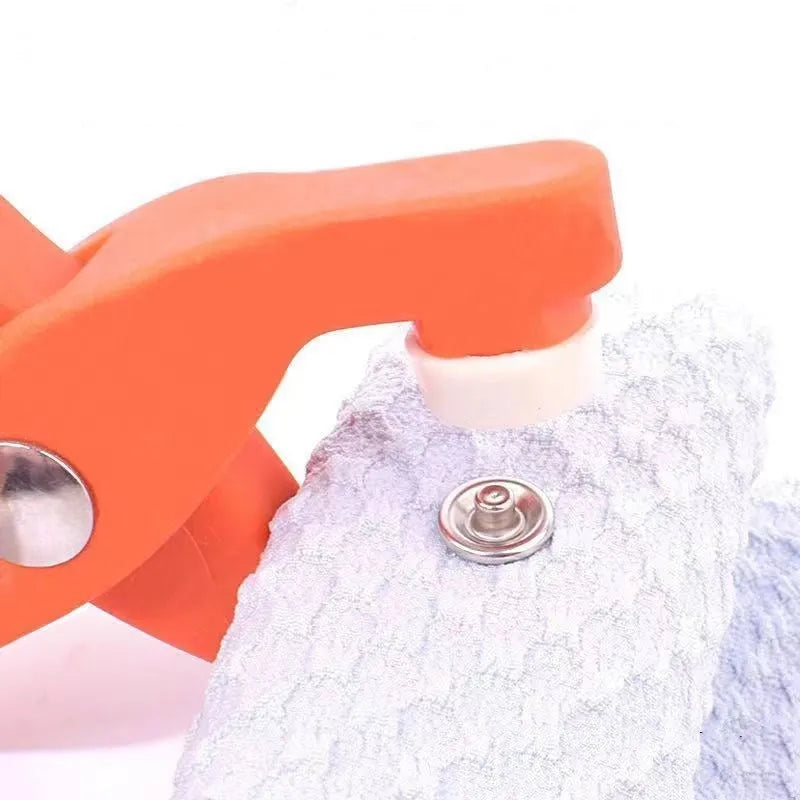 Stainless steel no-sew five claw button clasp and pliers for clothing, size 9.5mm.