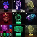 3D colourful LED desk lamp with remote control on study desk showing acrylic lighting effects