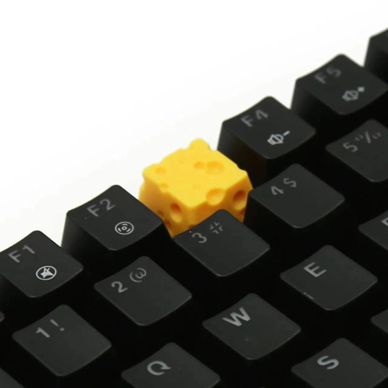 Yellow handmade resin cheese key cap for mechanical keyboards with detailed sculpted design