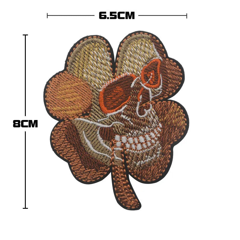 Embroidered fabric badge with Velcro backing showing detailed embroidery on nylon polyester material