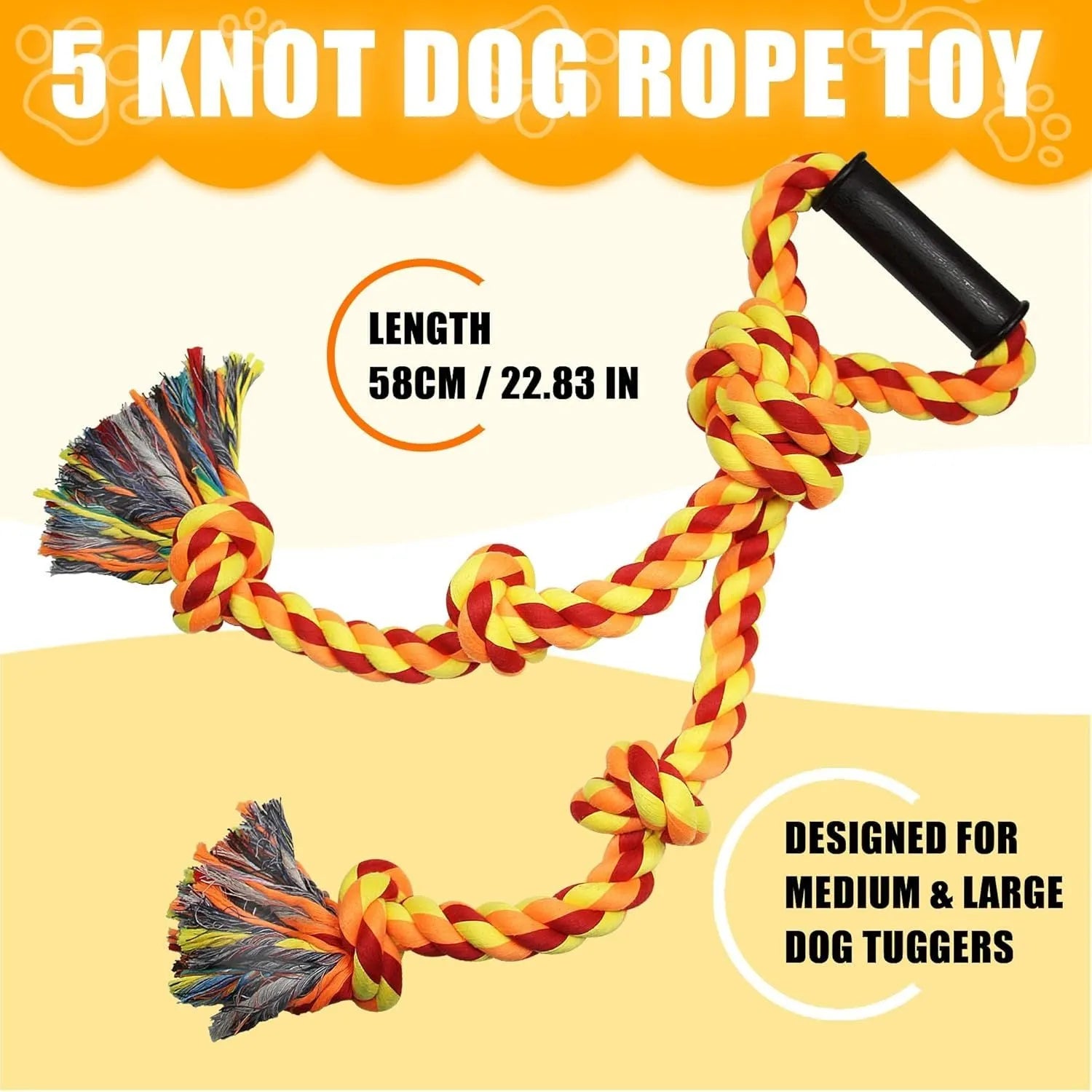 Large blue cotton rope dog toy with handle for tug-of-war games and dental cleaning