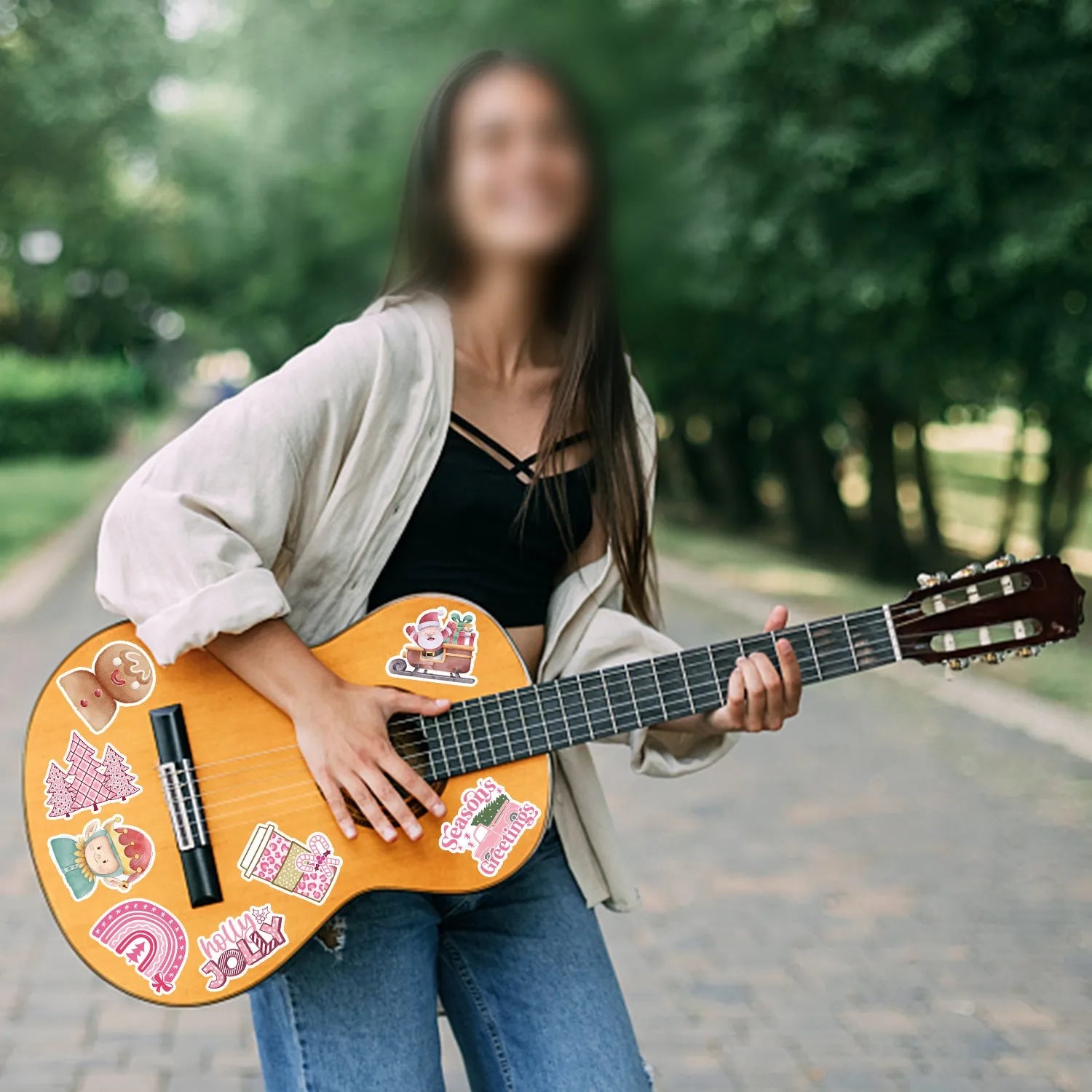 50 Christmas decoration stickers waterproof cute style for car phone laptop guitar 4-8cm