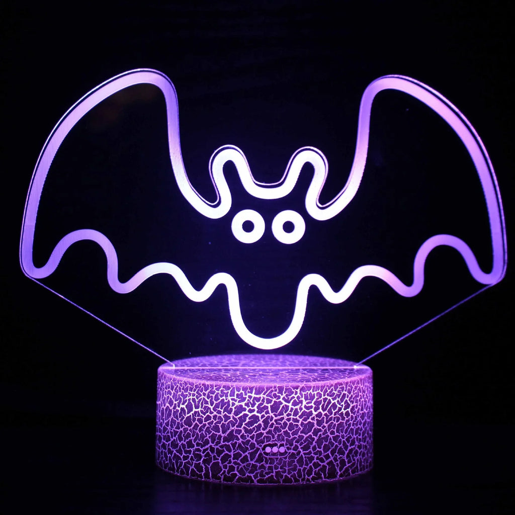 Colourful 3D acrylic USB table lamp with touch control on a small ABS base