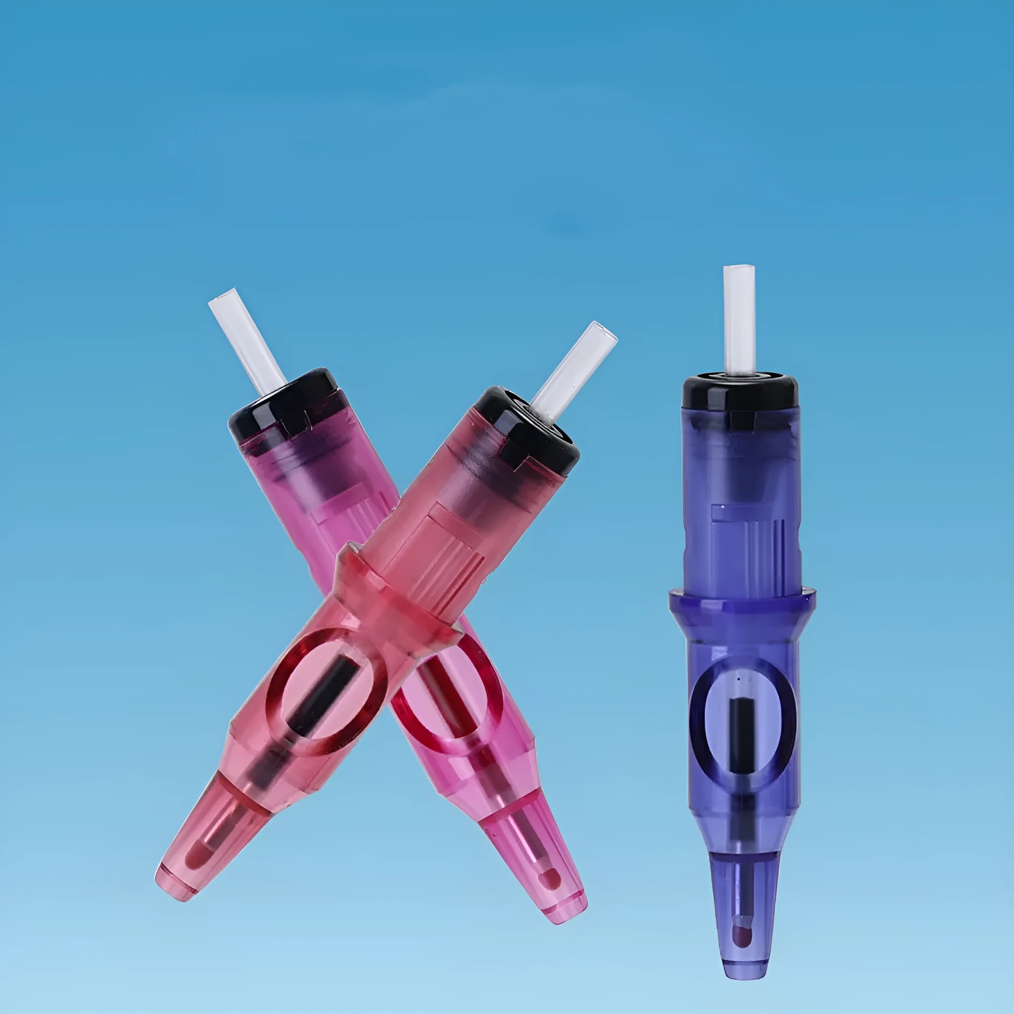 Tattoo tool ballpoint pen with integrated needle design for drawing lines and colour application
