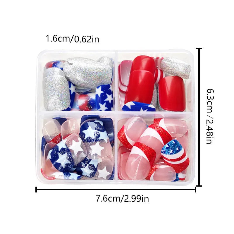 American Independence Day five-pointed star nail stickers for European square short nails