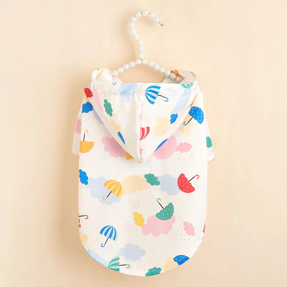 Colourful cartoon umbrella pattern dog raincoat in polyester for sizes XS to XL