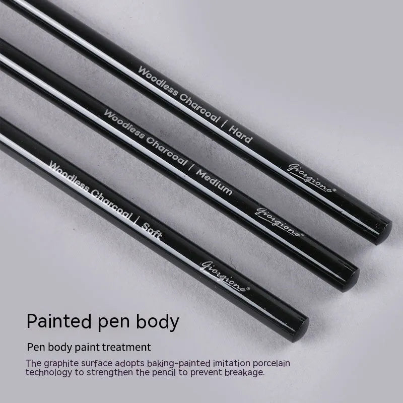 Carbonized pencil suit solid graphite set with six graphite pencils and three carbonized pencils on suction card