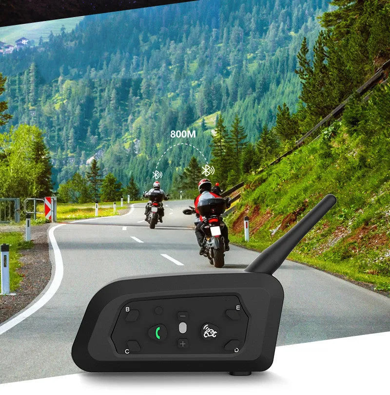 V6 Pro motorcycle helmet Bluetooth intercom unit with headphones and mounting accessories