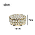French gold metal jewellery storage box with transparent crystal glass lid and European decorative styling