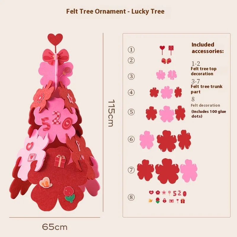 Felt Happy Tree ornament in modern art carved style for wedding ceremony decoration