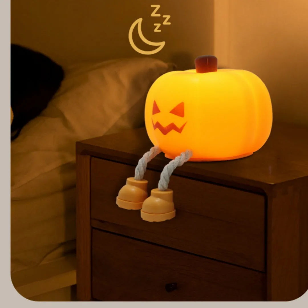 Halloween pumpkin lamp with geometric design and horror pumpkin night light effects
