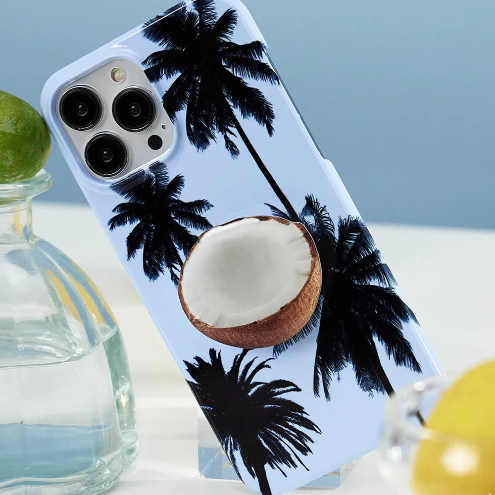 iPhone TPU protective case featuring a summer coconut pattern design.