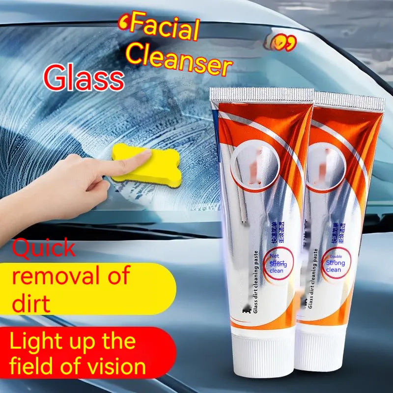 65ml car windscreen cleaning paste in white container with sponge applicator for removing oil stains