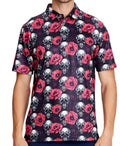 Men's Japanese retro style short sleeve top with 3D printed pattern and zipper decorations