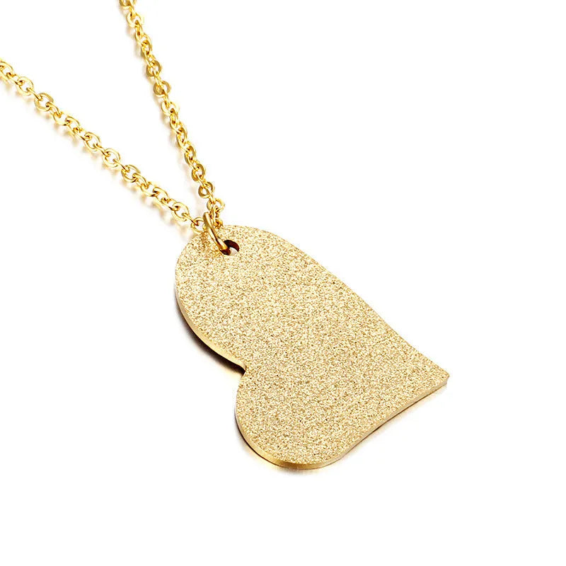Geometric heart-shaped titanium steel pendant necklace on a chain, colour KN25736-Z