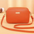 Women's solid colour PU shoulder bag with three-dimensional pockets in horizontal square shape