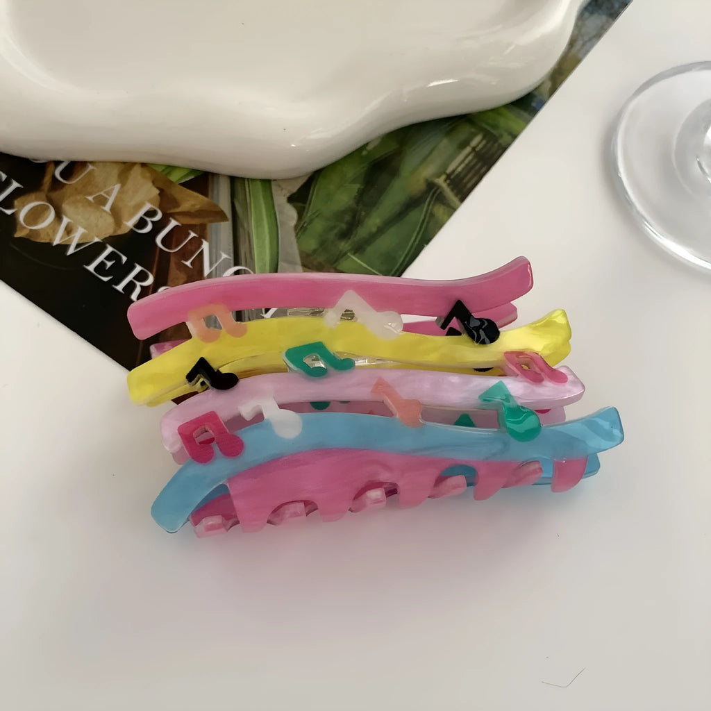 Acrylic candy color wave mixed color notes hair grip for women fashion OL style