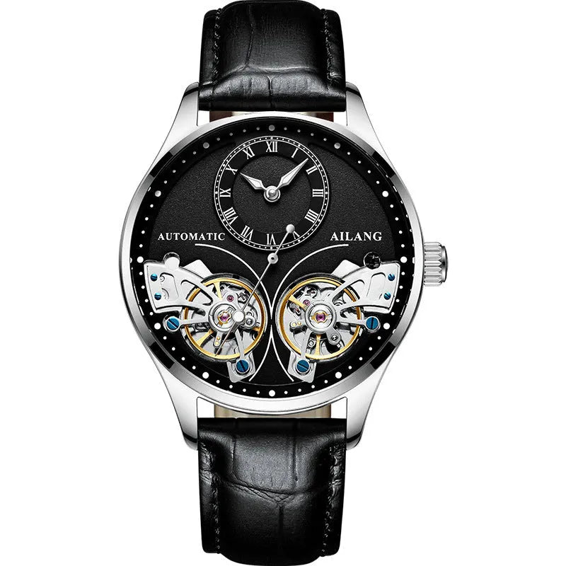 Automatic men's watch with tourbillon and moon phase complications in titanium case