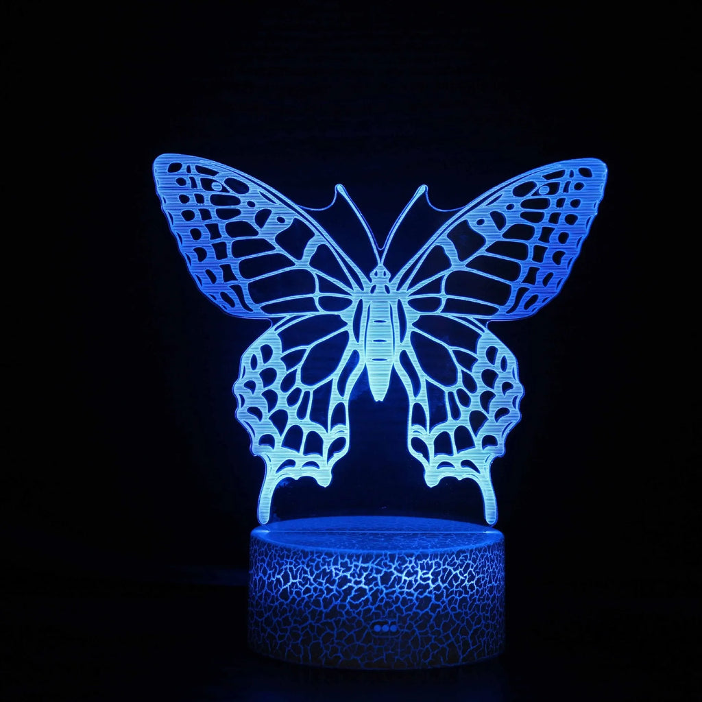 Colourful 3D acrylic USB table lamp with touch control on a small ABS base