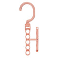 Blue revolving wardrobe hanger with five hooks and a central white handle for easy rotation