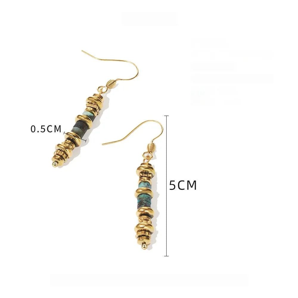 Geometric titanium steel dangle earrings with gold plating