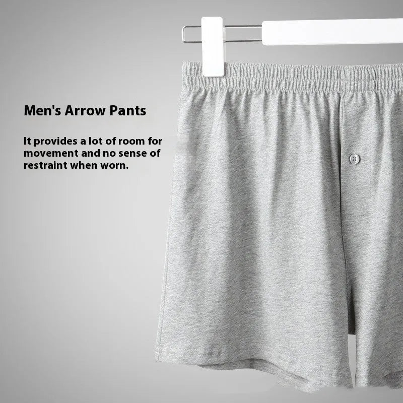 Men's high waist cotton boxer shorts in solid colours with loose fit design