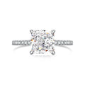 Sterling silver geometric cube sugar ring with ice flower cut cubic zirconia on silver background