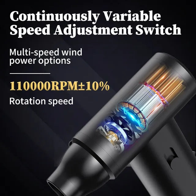 Mini handheld rechargeable dust blower with ABS shell, USB cable, and continuous speed change button