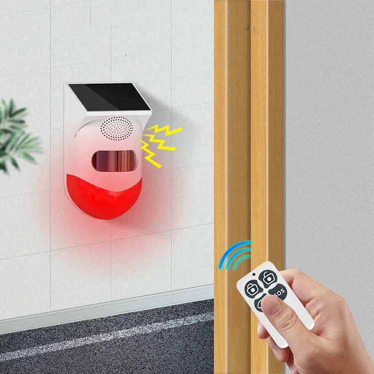 Wireless solar alarm with infrared sensor for outdoor perimeter security
