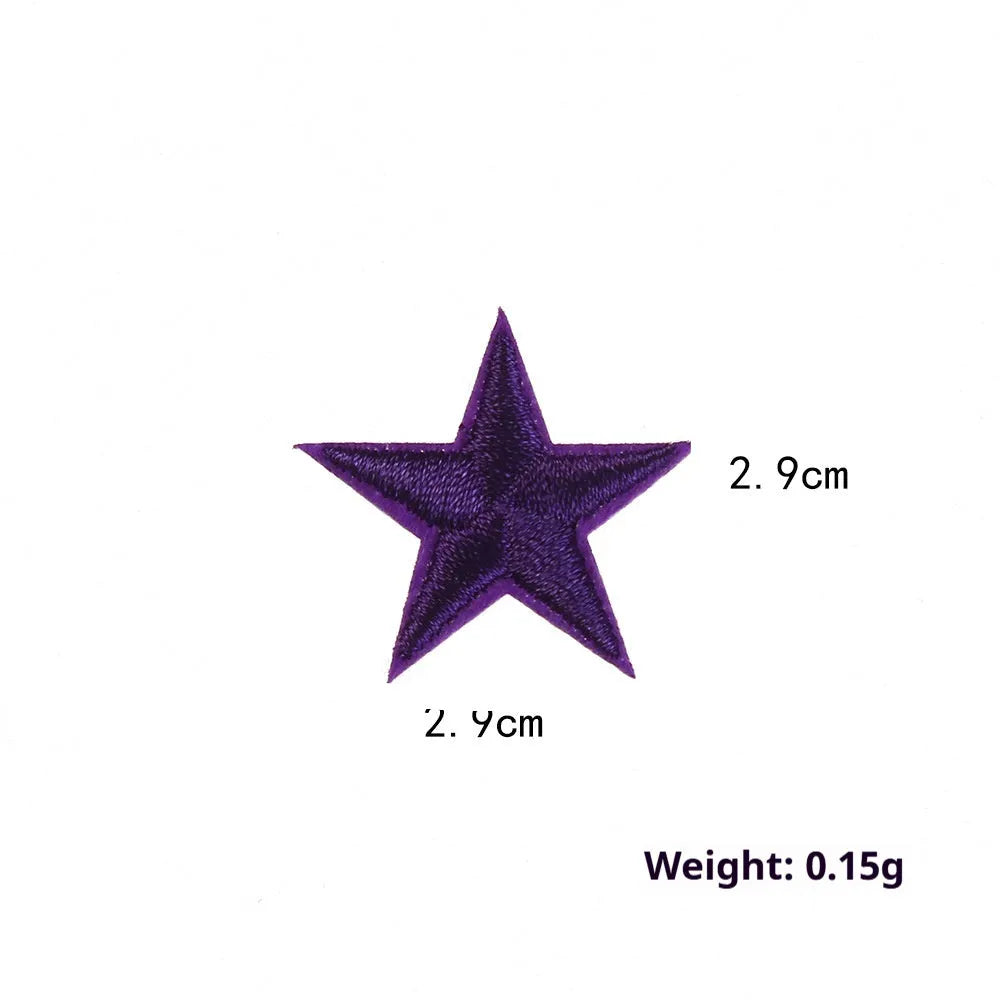 Five-pointed star embroidery label cloth stickers in assorted colours for clothing decoration