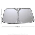 Aluminium foil car windscreen sunshade in titanium silver colour showing heat reflective surface