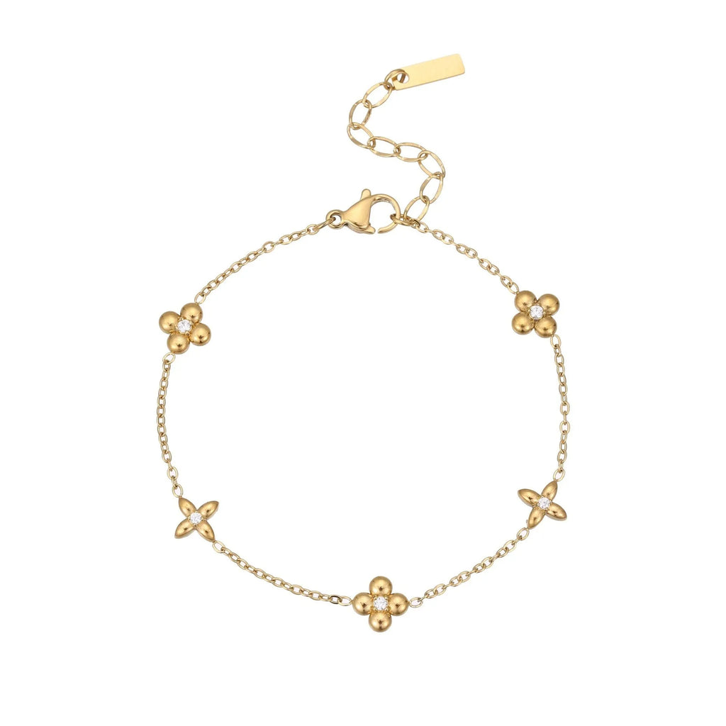 Titanium steel women's bracelet with 18K gold plating and hexagonal star zircon pendant