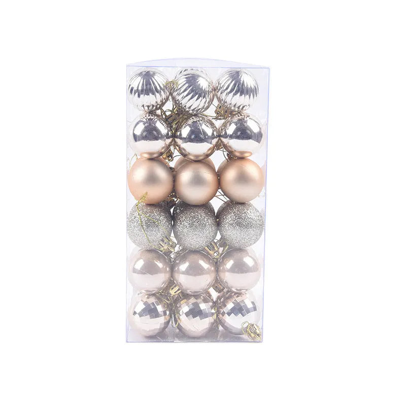 36 Christmas colour balls in whole box set, 4cm diameter, assorted colours for tree decoration