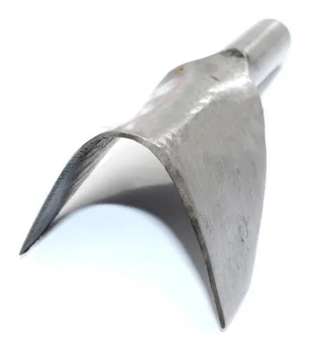 Six steel leather craft punch tools in half-round and V shapes, sizes 15mm to 40mm diameter