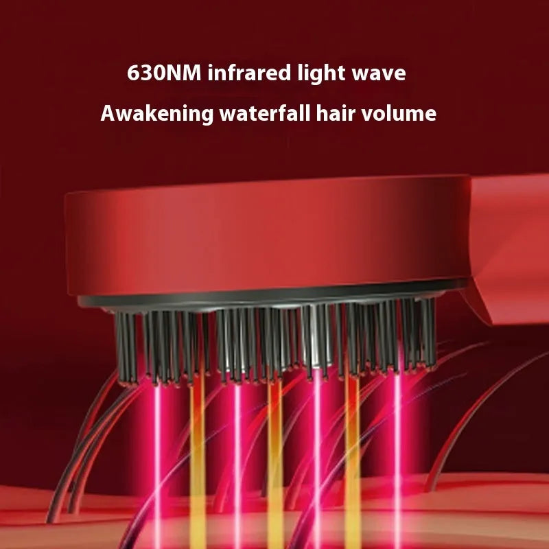 24cm red and blue light massage hair comb with Type-C charging port