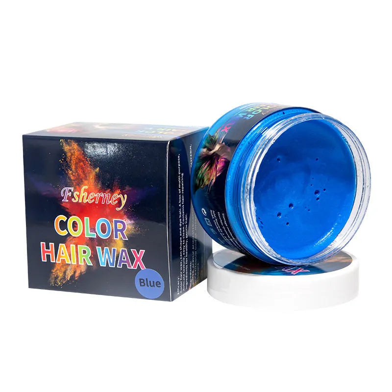 120g hair styling clay available in nine colours including white, blue, green, purple, and granny grey