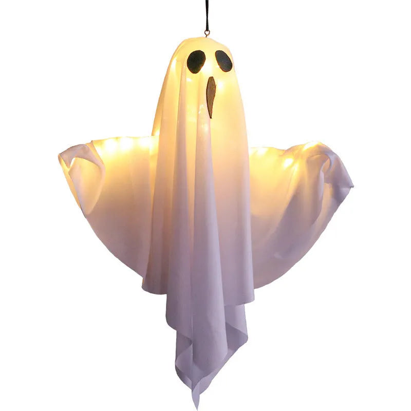 White ghost horror ambience light with cloth construction and battery operation