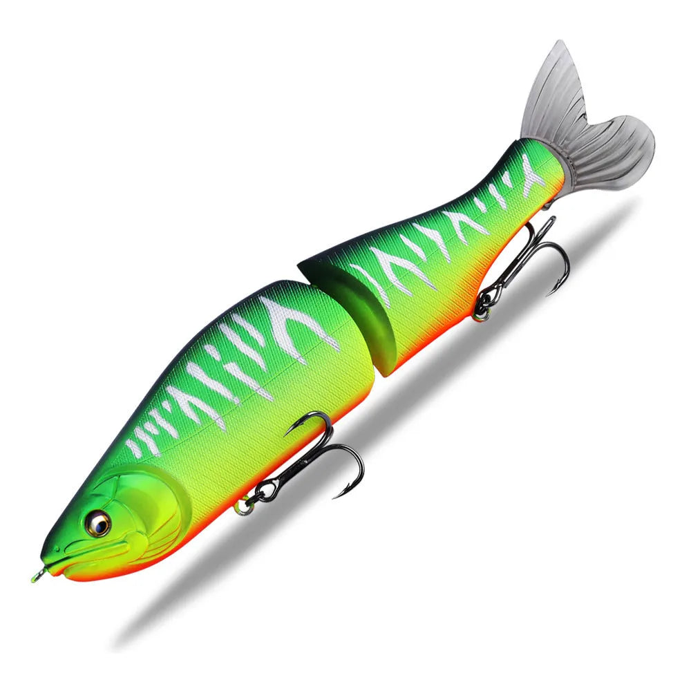 185mm plastic bass fishing swimming bait shown in one of fifteen available colours.