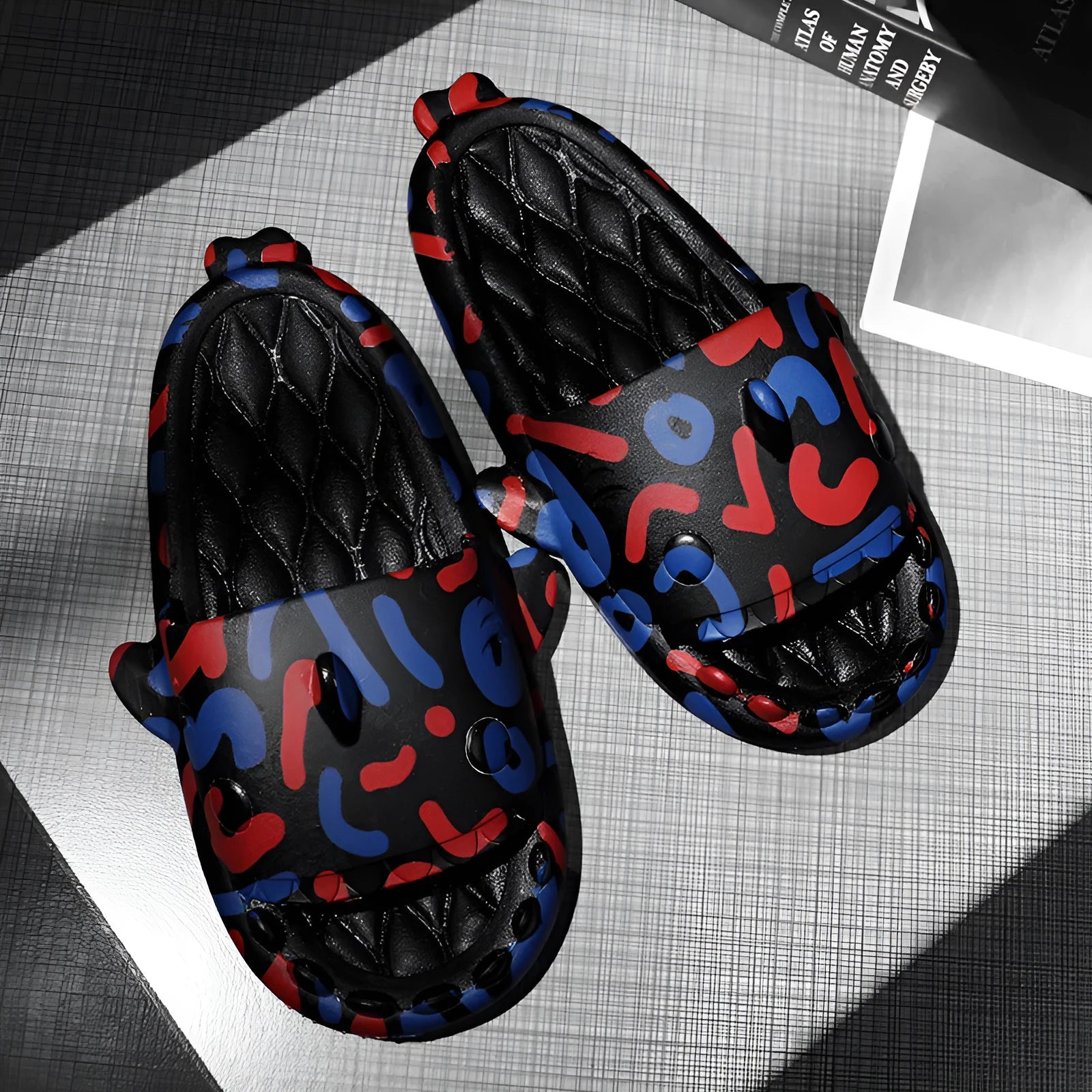 Shark design EVA home slippers open toe casual style available sizes 36-45