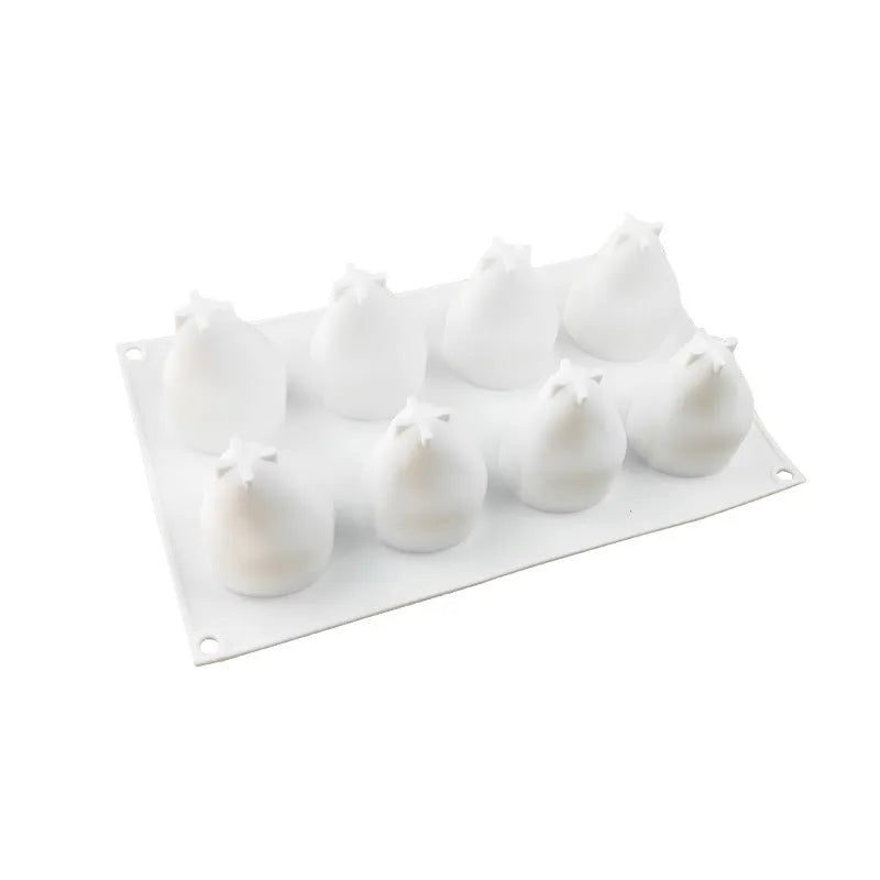 Six-cavity silicone baking mould with pineapple and pine cone fruit patterns for mousse desserts