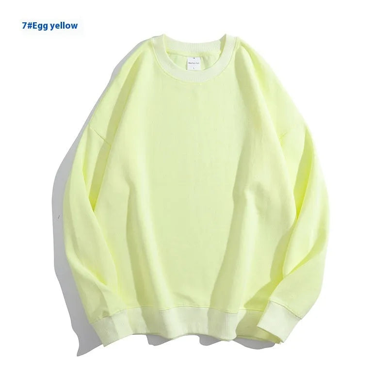Cotton off shoulder loose pullover sweater in a solid colour with round neck and long sleeves.