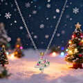 Women's two-tone copper inlaid zircon star and snowflake pendant necklace on adjustable O-ring chain