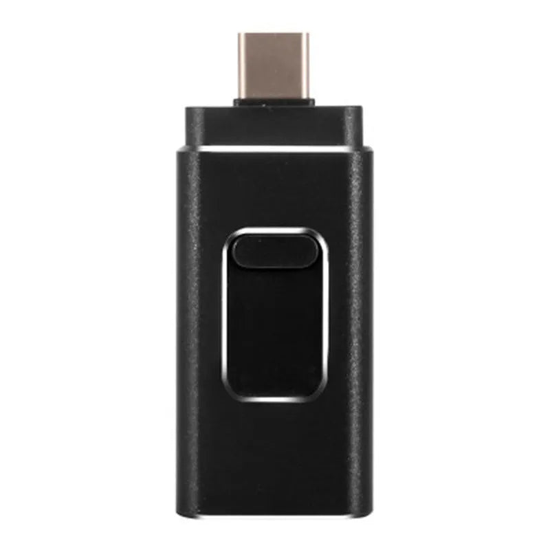 4-in-1 flash drive stick for iPhone Android Type-C USB in black, gold, rose gold, and silver finish