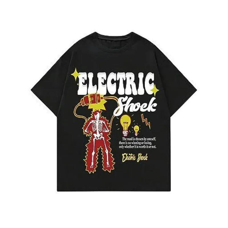 Men's printed street short-sleeved sports T-shirt in polyester with digital pattern design