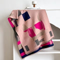 Long beige imitation cashmere scarf draped to show its 185cm length and European chic style.