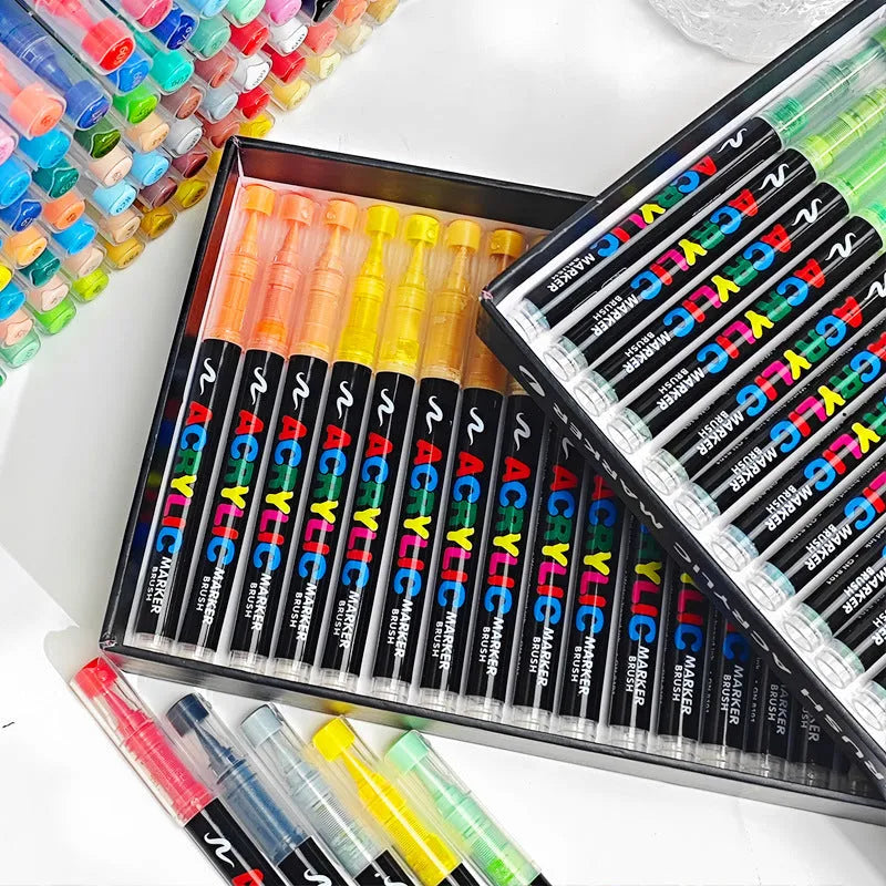 Set of acrylic marker pens in multiple colours for art painting and graffiti projects