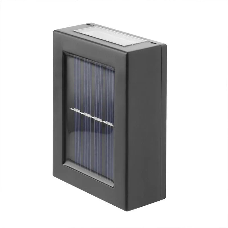 Solar outdoor garden wall light with plastic housing and LED illumination